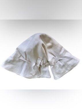Lulu White Bow Tie Waffle Cloth Sun Hat One Size